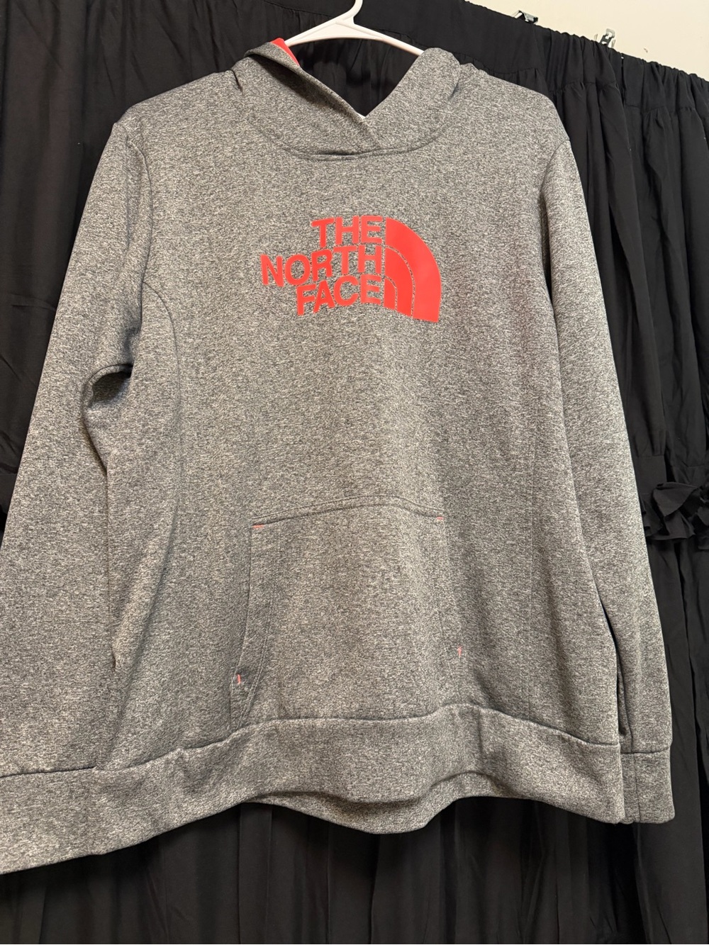 The North Face Gray Pullover Hoodie with Red Logo